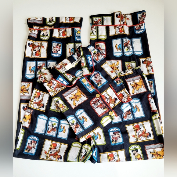 Disney Mickey Minnie Limited Edition Cartoon Fleece Pajama Set Women's XL - Picture 4 of 16